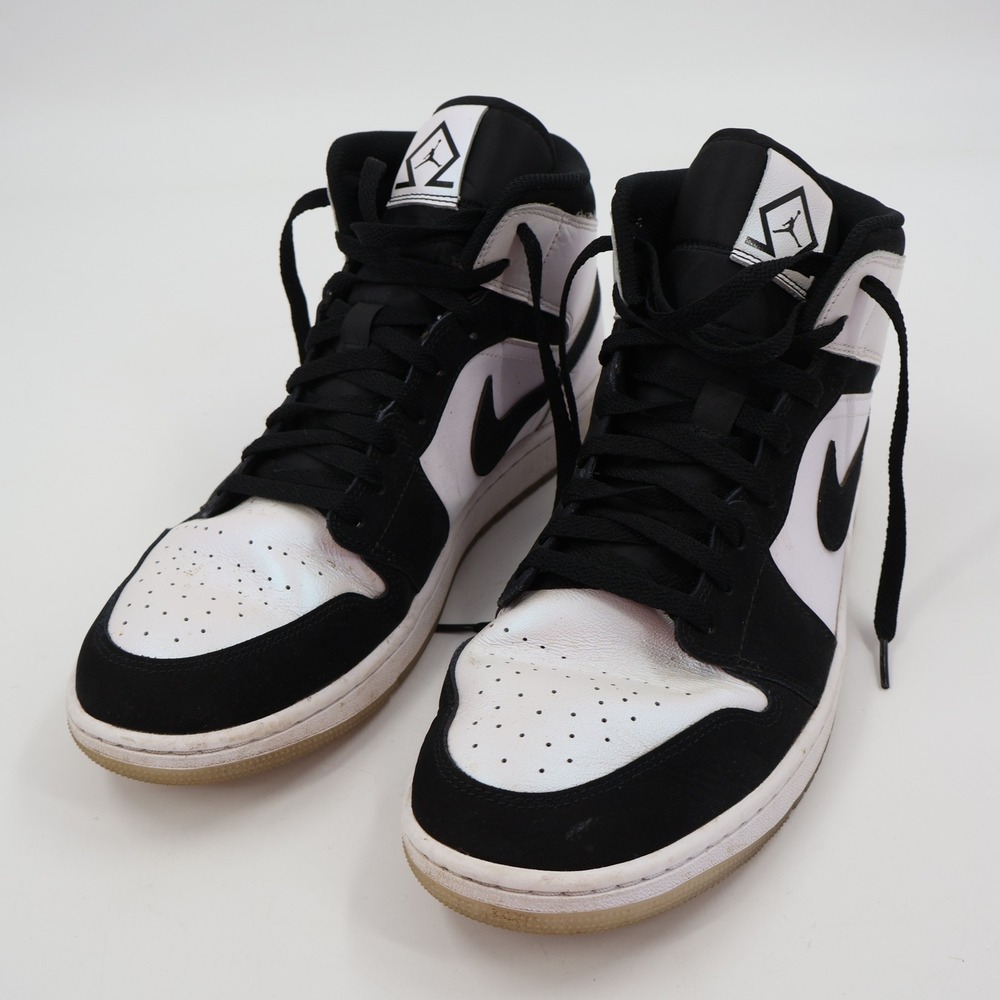 Jordan Air Jordan 1 Mid Mens 13 White Black Iridescent DH6933-100 Sneaker